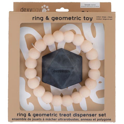 Chew Master Ring & Geometric Kong, Beige & Black, 2pc Dog Toys