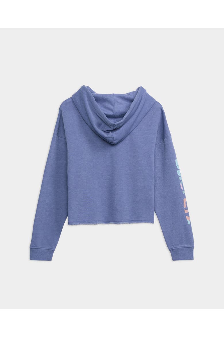 Salty Mind Long Sleeve Ocean Wash Fleece Cropped Hoodie, Alternate, color, Indigo
