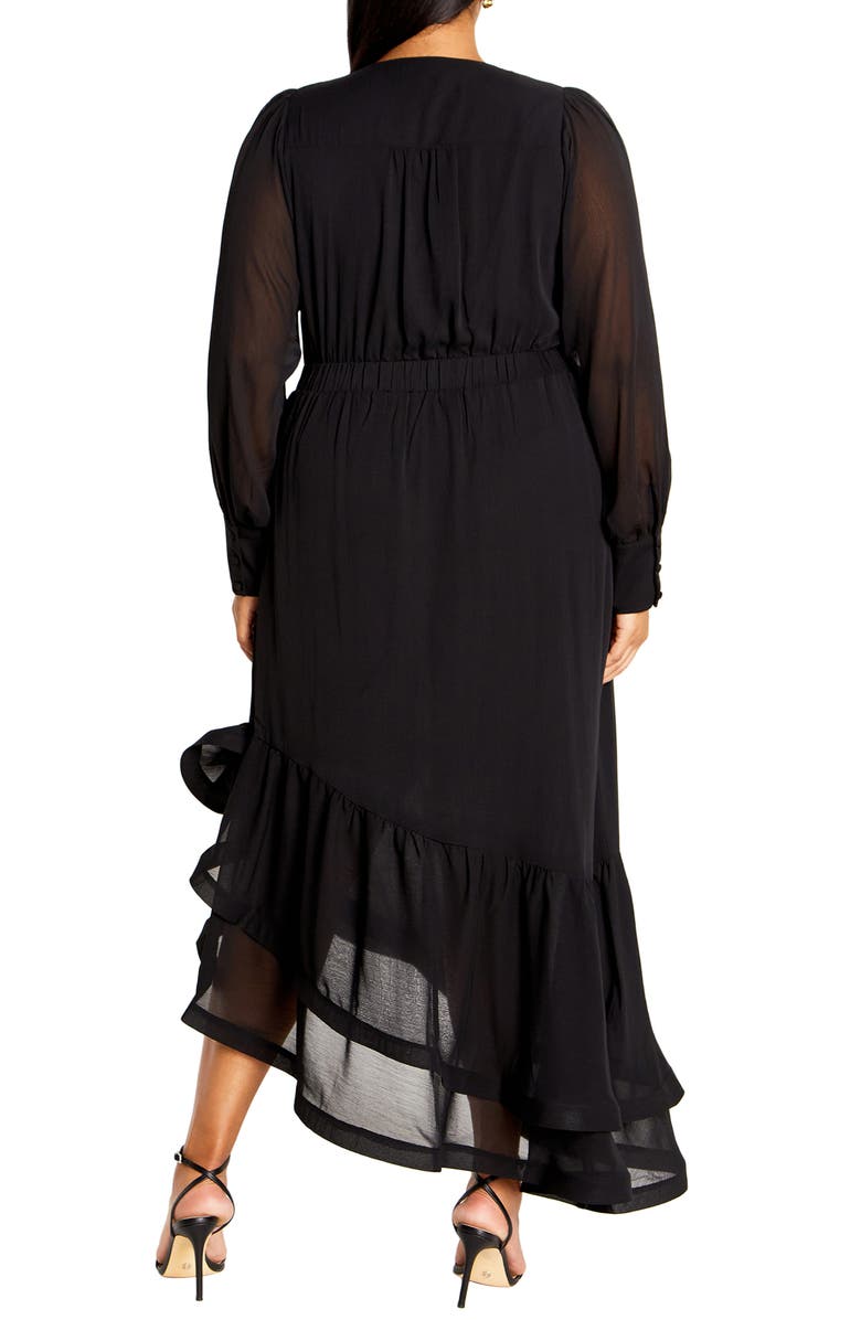 City Chic Antoinette Long Sleeve Asymmetric Midi Dress, Alternate, color,