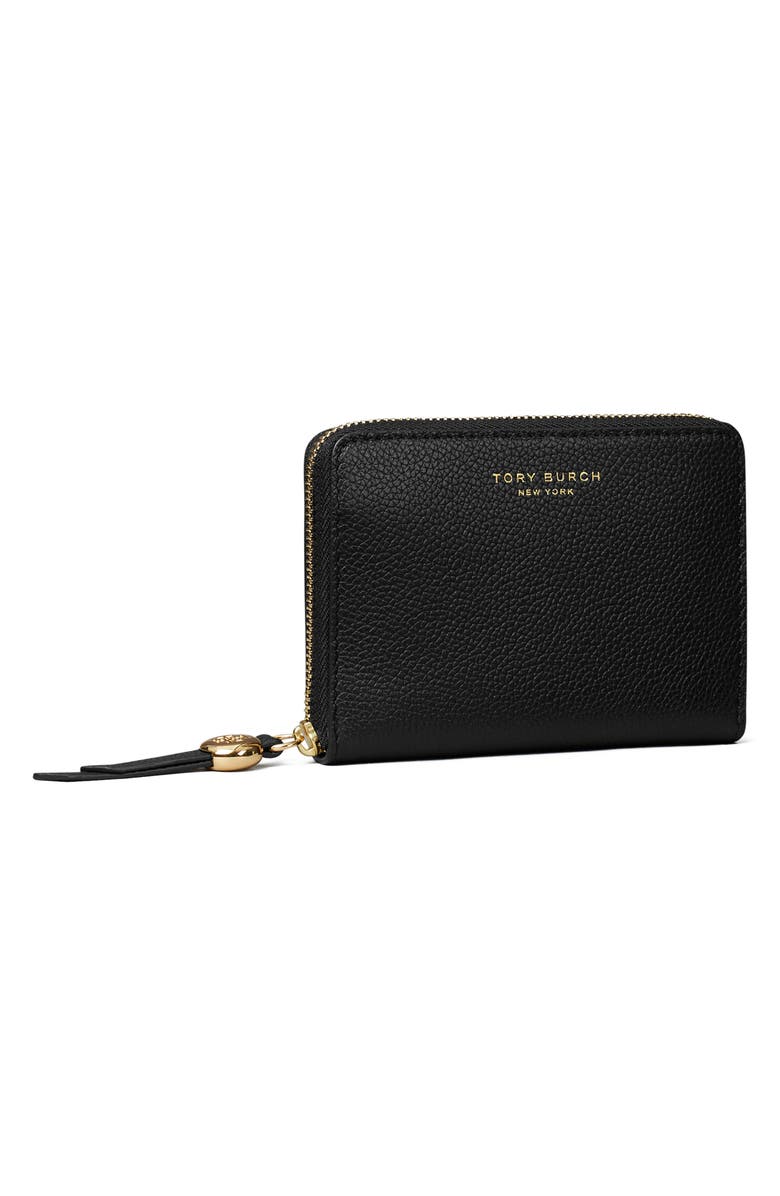 Tory Burch Romy Medium Leather Zip Wallet, Alternate, color, Black