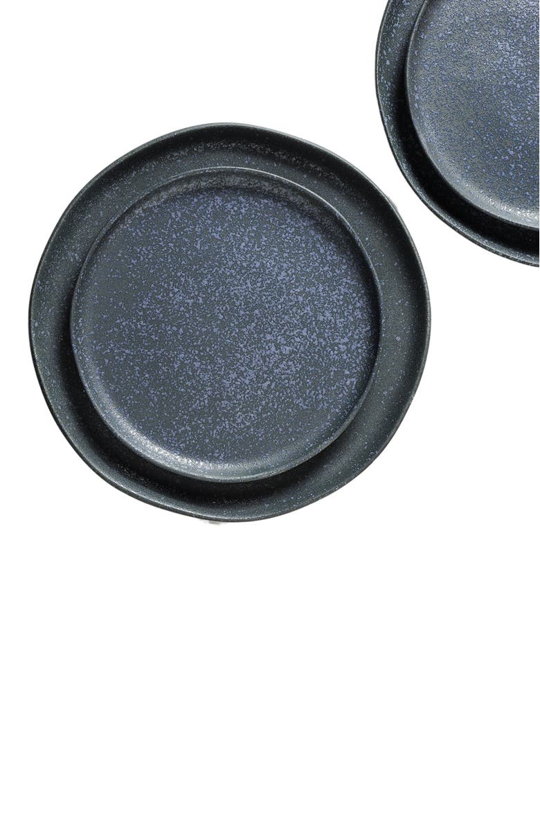 Stone Lain Tom Stoneware 4-Piece Salad Plate Set, Alternate, color, Gray And Blue