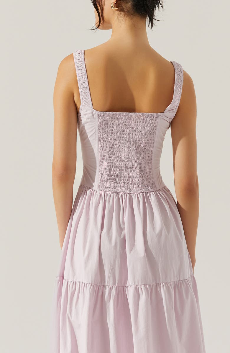 ASTR the Label Temperance Tiered Corset Midi Dress, Alternate, color, Lilac