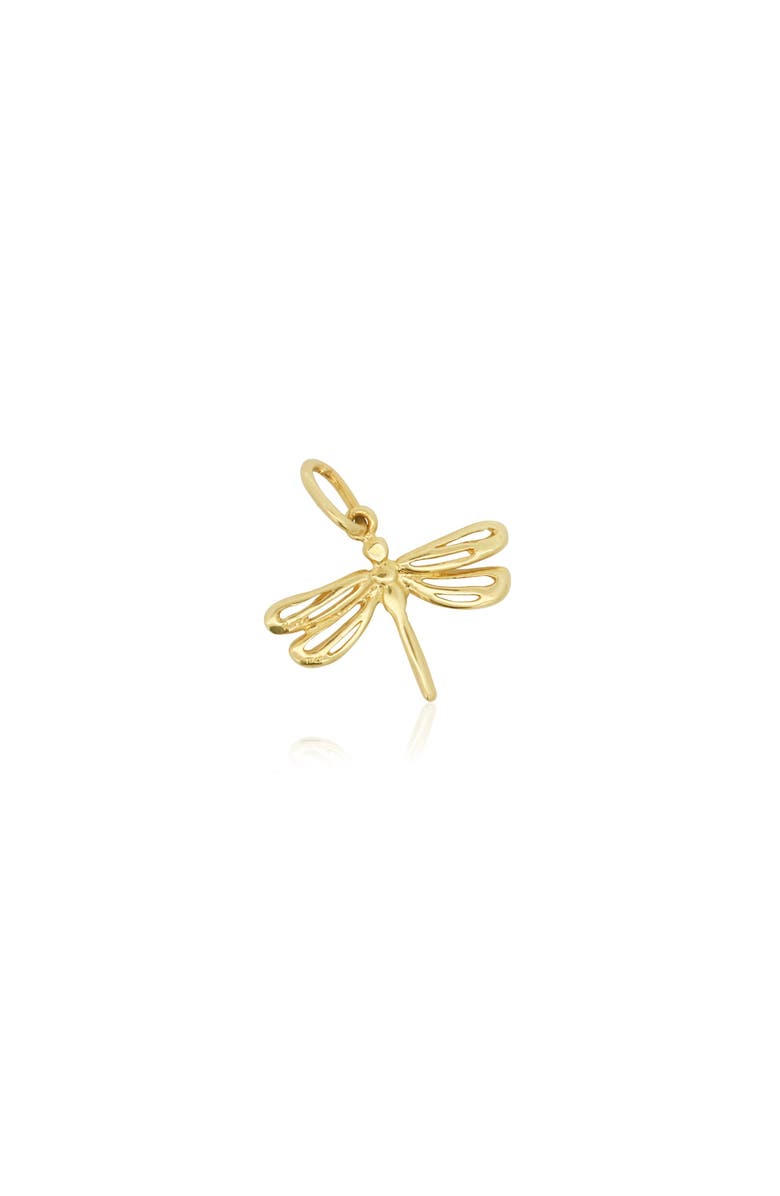 The Lovery Fine Jewelry Mini Gold Dragonfly Charm, Main, color, Yellow Gold