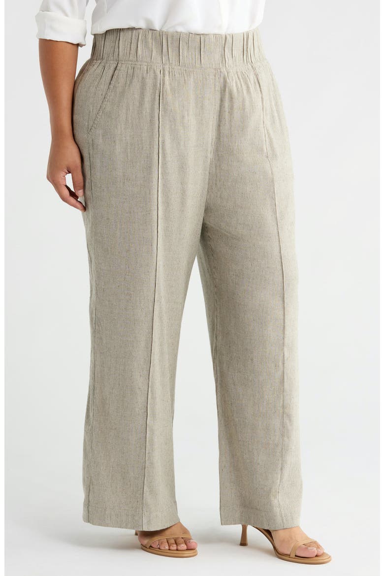 Multitasker Stripe Wide Leg Plus Size Pant, Alternate, color, Sage Stripe
