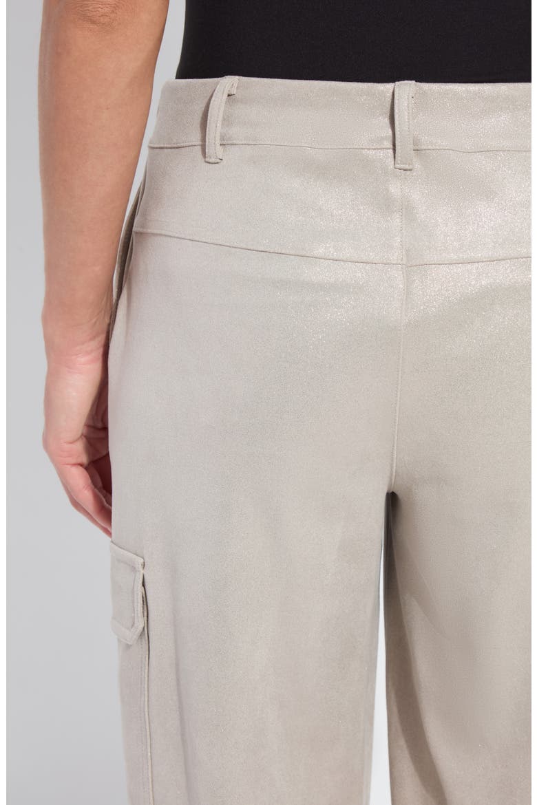 Metallic Faux Suede Cargo Pants, Alternate, color, LIQUID SOFT TAUPE