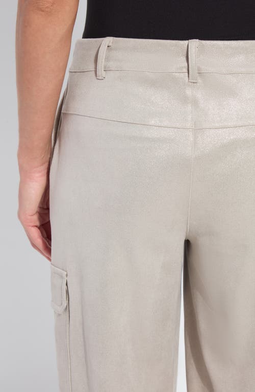 Lyssé Callie Patent Foil Vegan Suede Cargo Pant In Gray