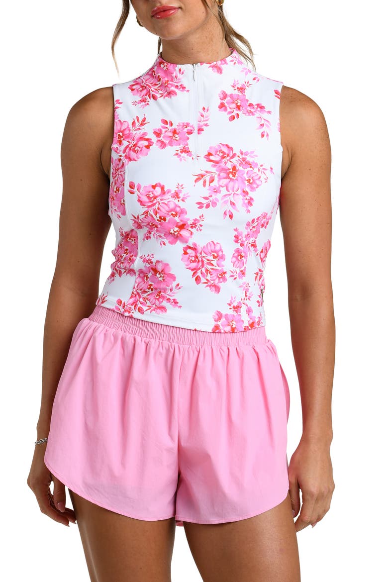 Rose Rally Sleeveless Half Zip Top, Main, color, WHITE