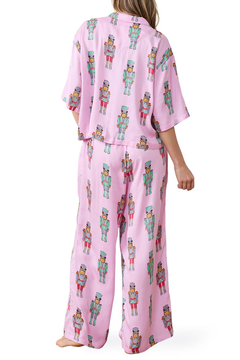 Wildest Dreams Leopard Nutcracker Satin Pajamas, Alternate, color, PINK CANDY CANE
