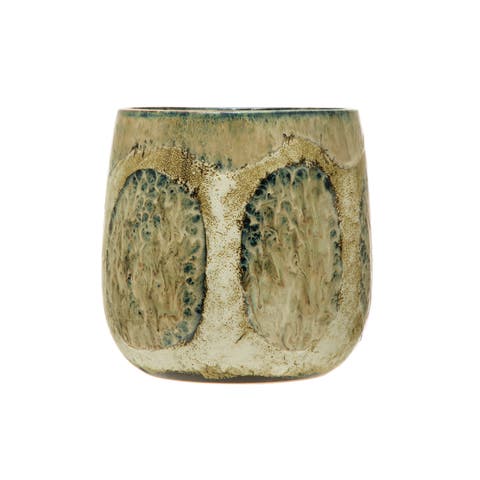 Organically Shaped Stoneware Planter, Multicolor