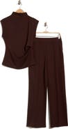 JASON WU Mock Neck Sleeveless Top and Wide Leg Pants Set