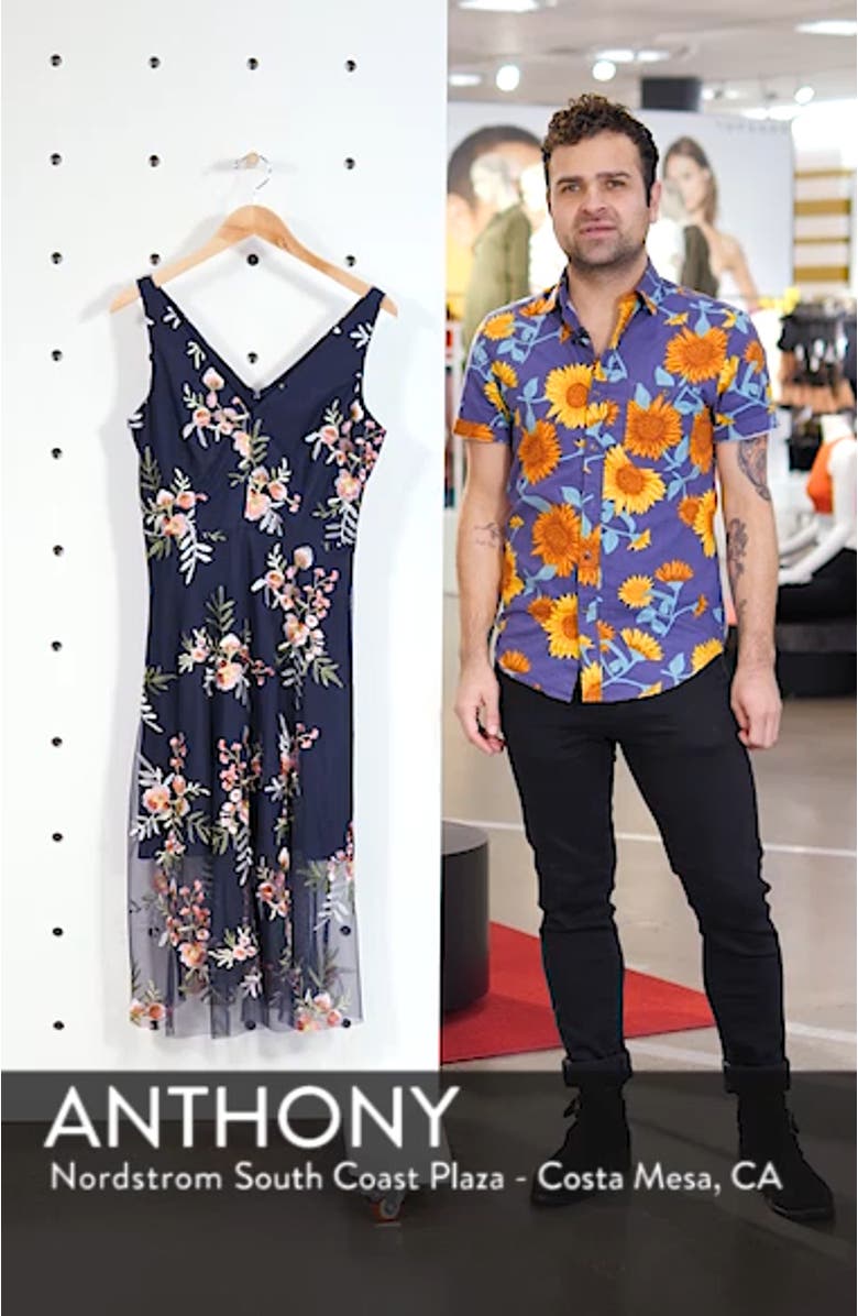 Floral Embroidered Mesh Midi Dress, sales video thumbnail