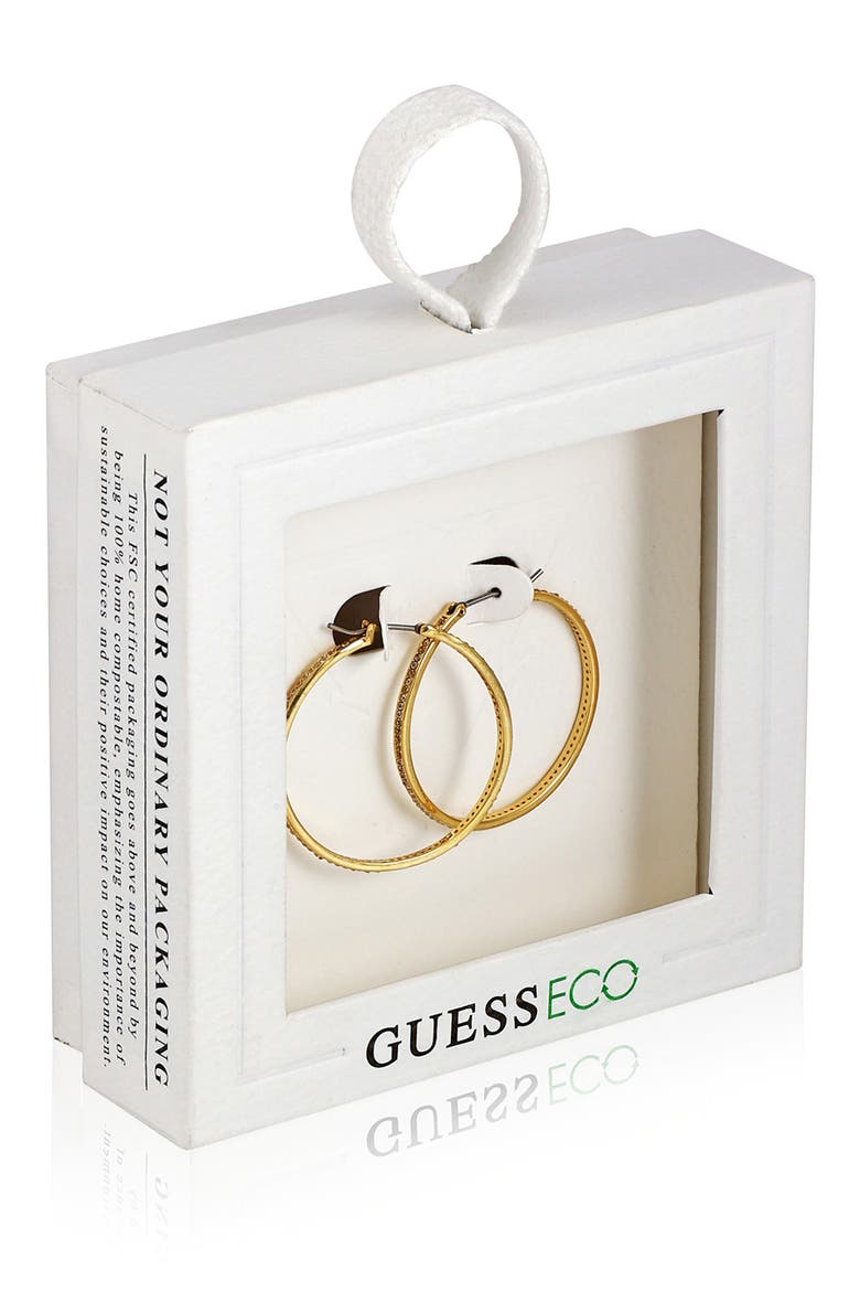 Cubic Zirconia Hoop Earrings, Alternate, color, GOLDTONE