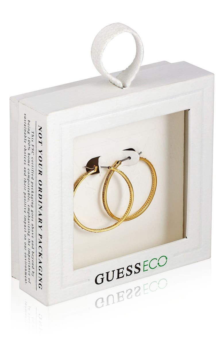 GUESS Cubic Zirconia Hoop Earrings, Alternate, color, Goldtone