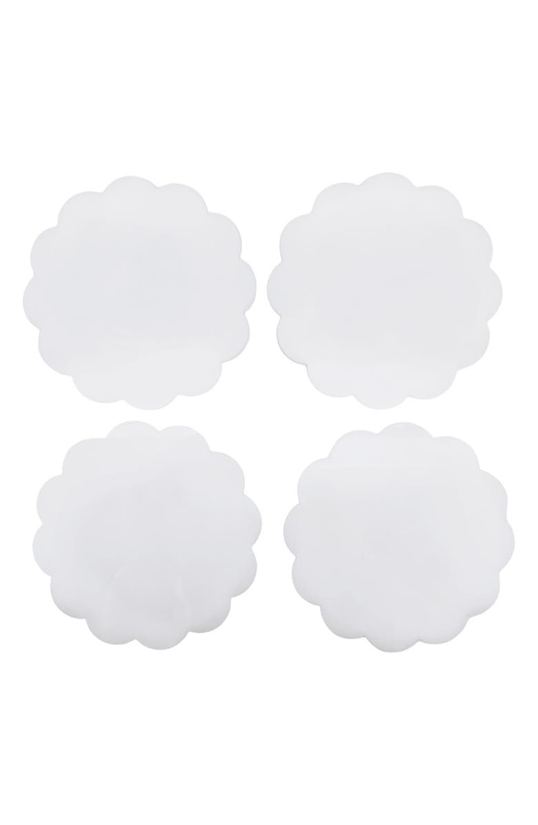 Mariposa Scallop Set of 4 Acrylic Coasters, Main, color, White