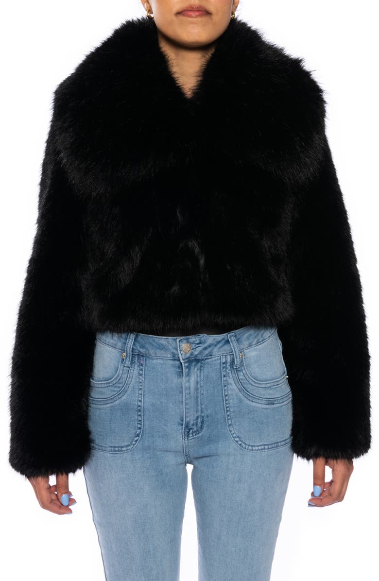 AZALEA WANG Crop Faux Fur Jacket, Main, color,