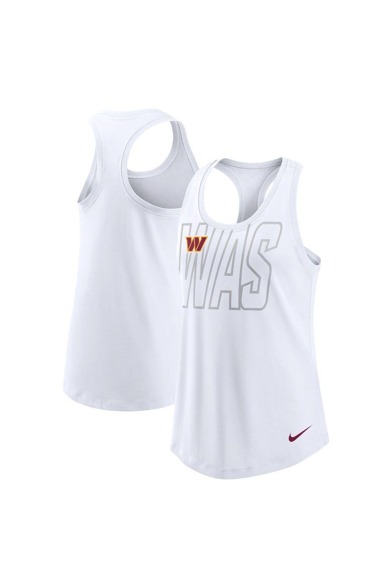 Women's Nike White Washington Commanders Tri-Blend Scoop Neck Racerback Tank Top, Alternate, color, White