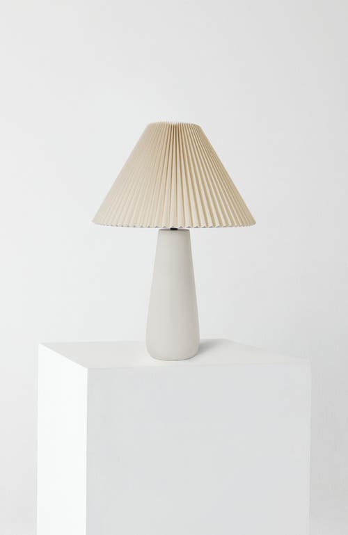 Brightech Gwen 25' Led Modern Table Lamp With Cream Pleated Fabric Shade And Weighted Base In Cream