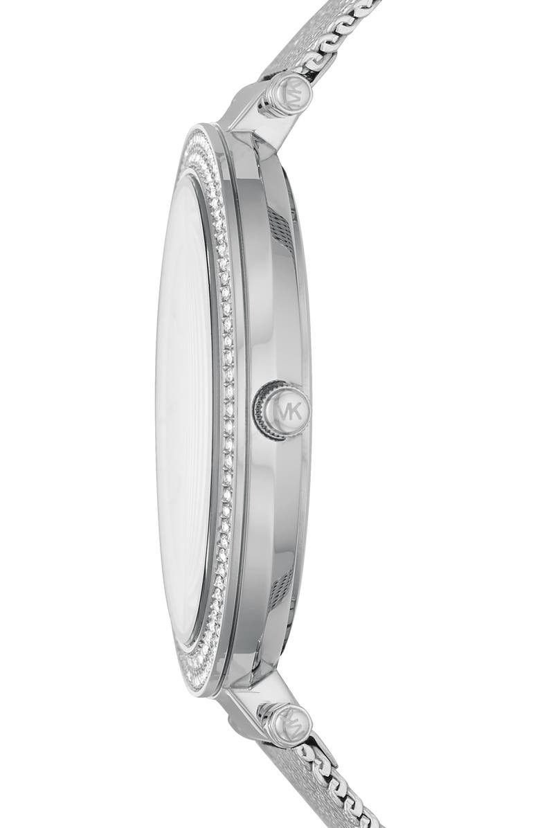 Michael Kors 'Darci' Crystal Bezel Mesh Strap Watch, 39mm, Alternate, color, 