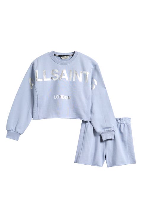 Kids' Biggie Oversized Cotton Graphic Sweatshirt & Ruffle Shorts Set (Little Kid & Big Kid)