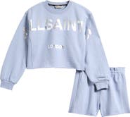 smALLSAINTS by ALLSAINTS Kids' Biggie Oversized Cotton Graphic Sweatshirt & Ruffle Shorts Set