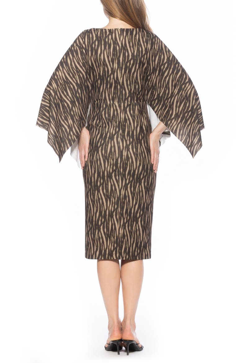 Billie Bateau Neck Midi Dress, Alternate, color, BEIGE/ BROWN ZEBRA