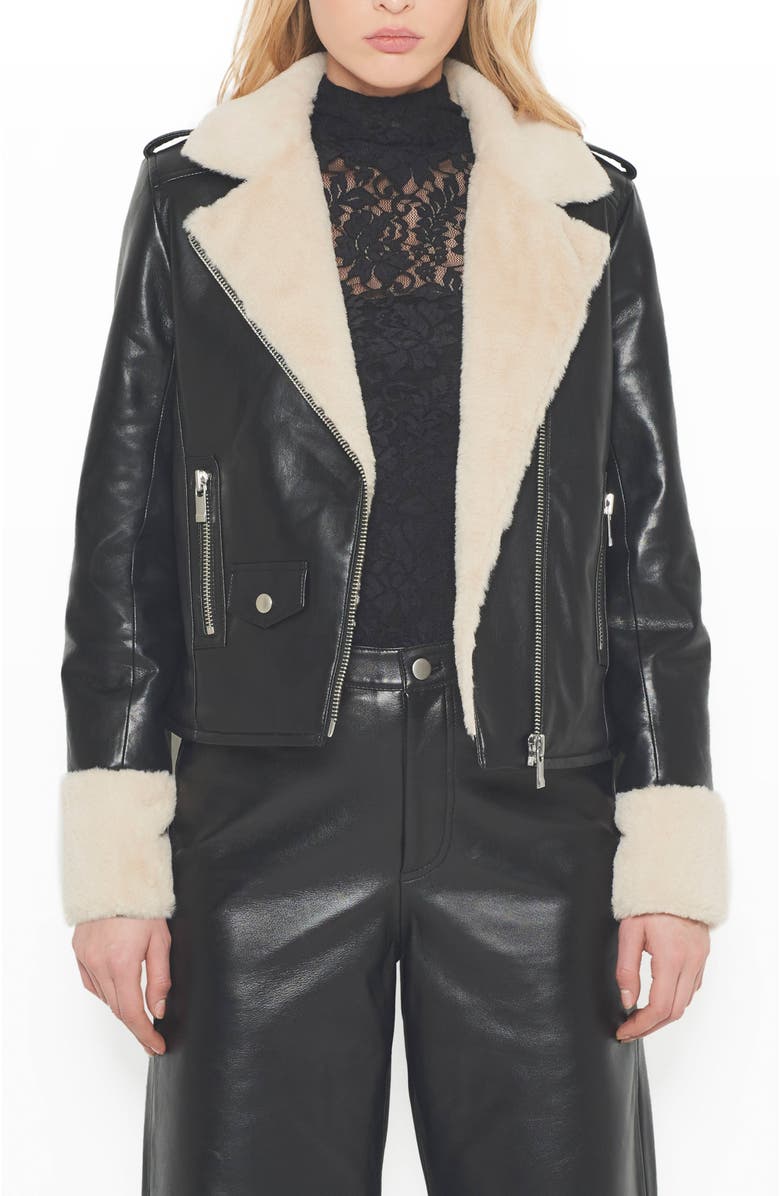 AS by DF Sydney Recycled Leather Jacket, Main, color, Black