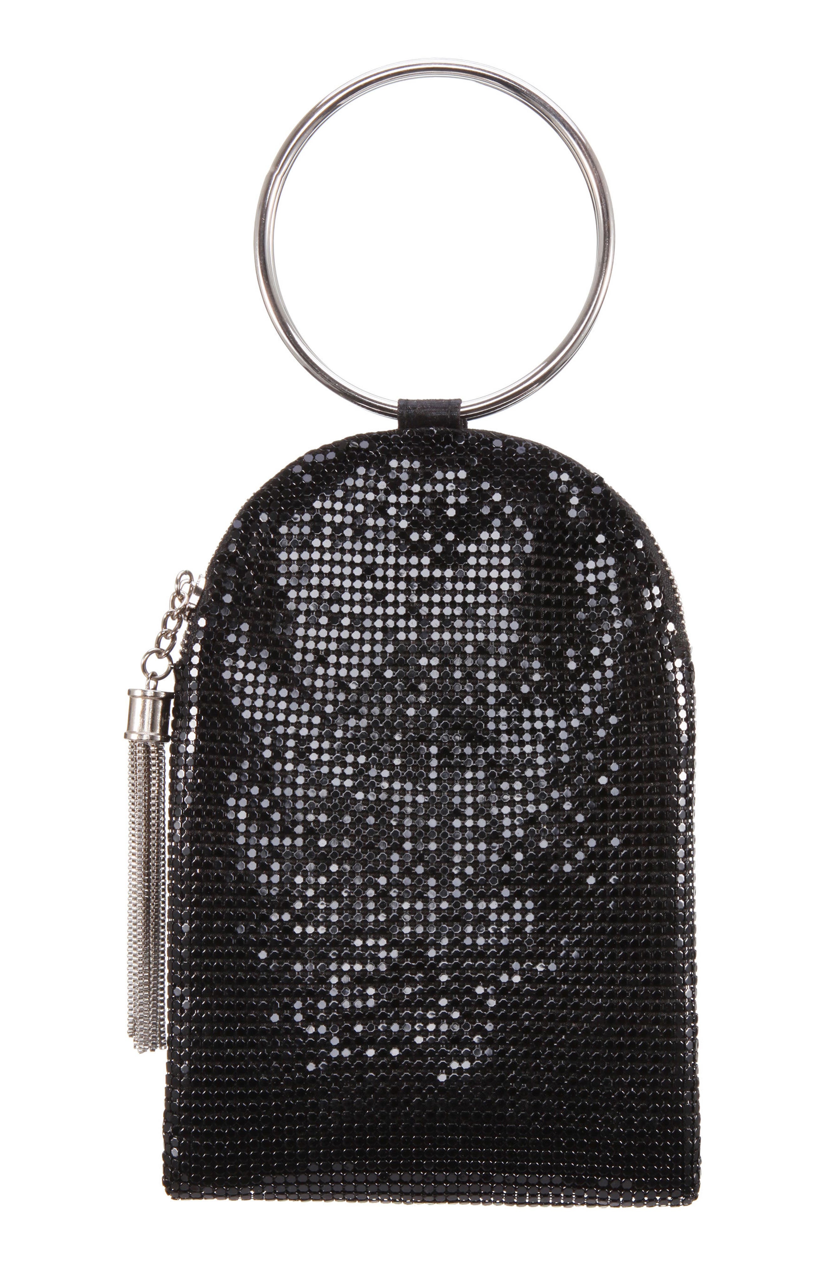 Metallic Mesh Handbag, Alternate, color, BLACK