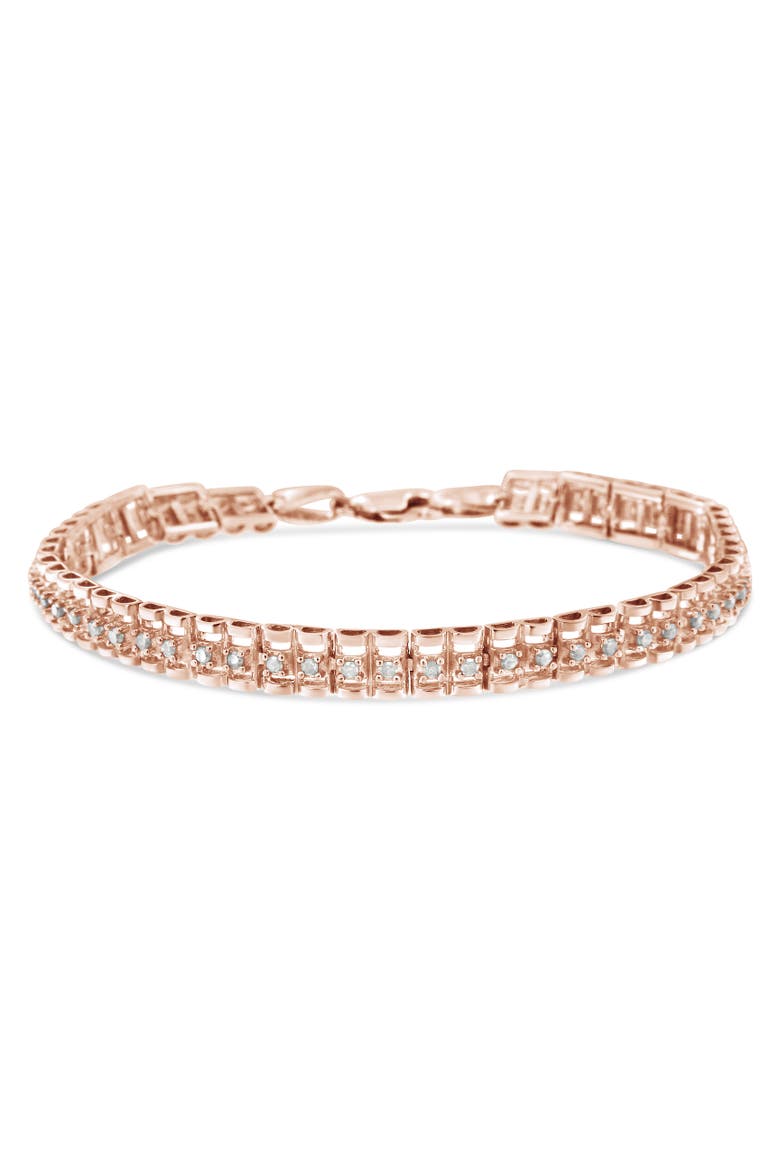 Silver 2.0 Cttw Diamond Double-Link Tennis Bracelet, Alternate, color, Rose Gold over Silver