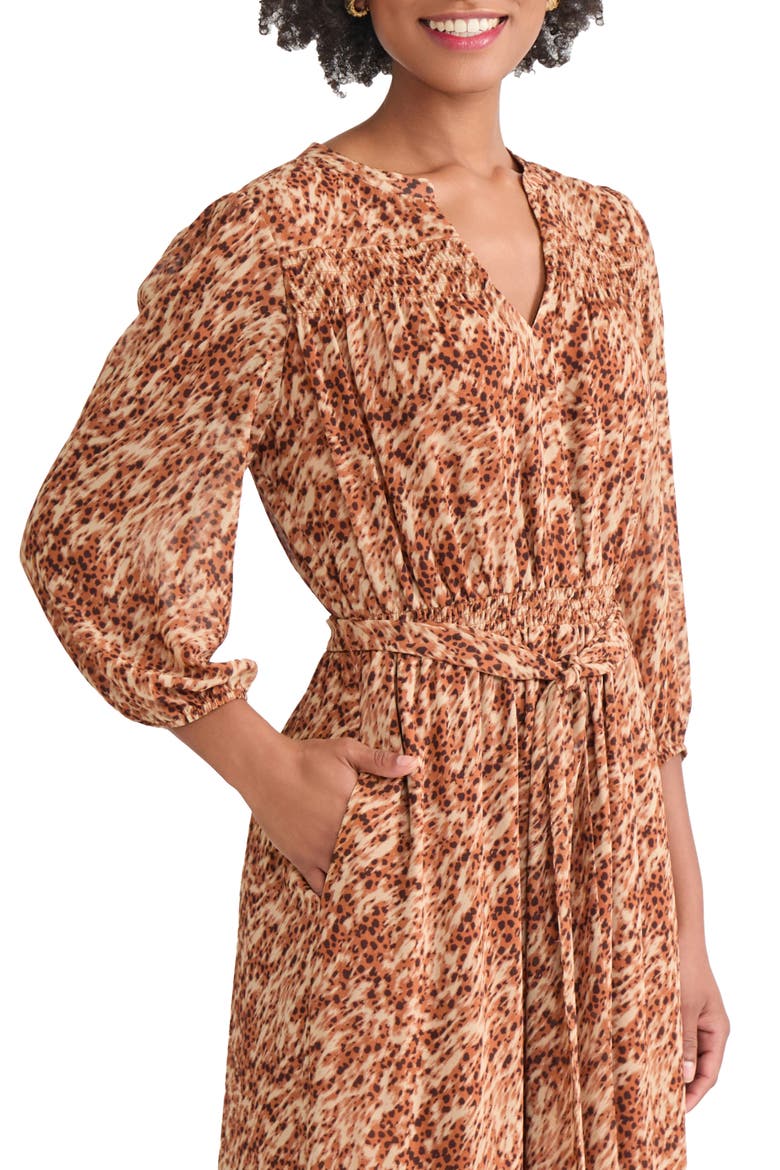 Abstract Animal Print Tiered Dress, Alternate, color, CARAMEL MULTI
