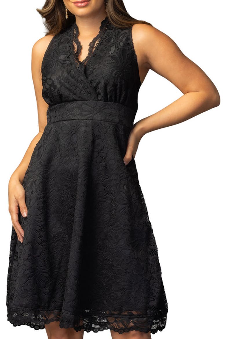 Pin Up Boudoir Lace Cocktail Dress, Main, color, Onyx