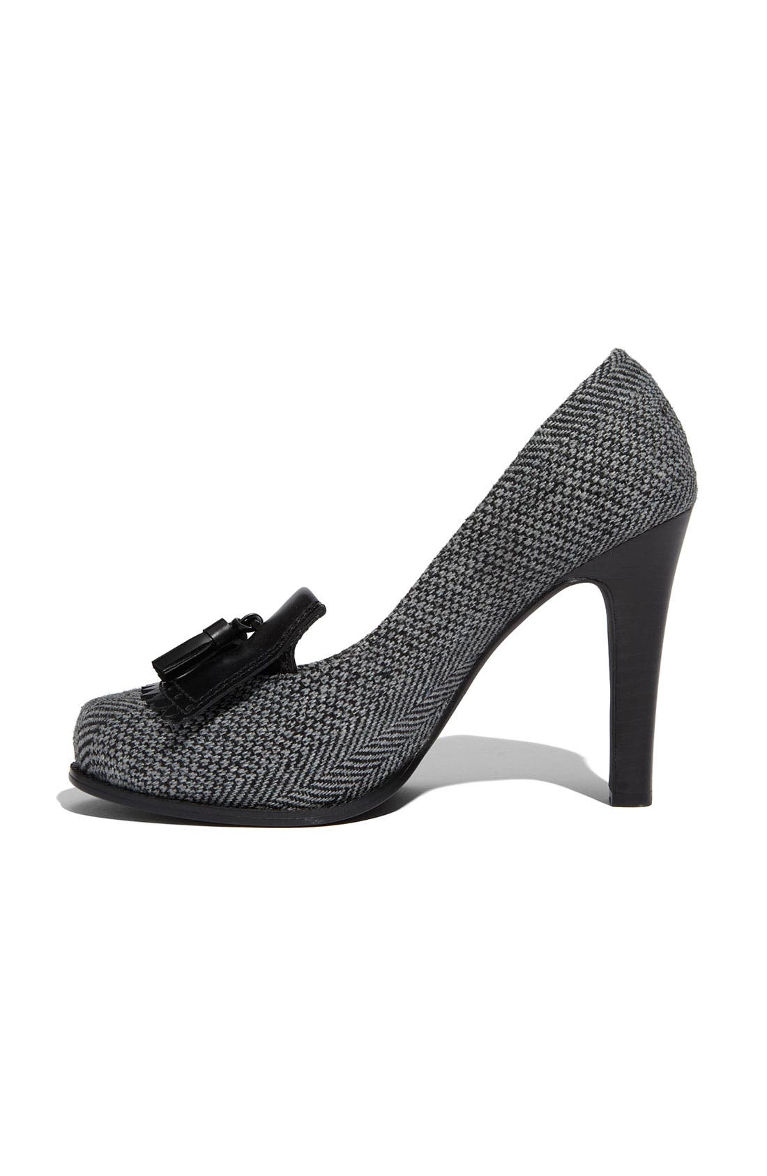 'Carlyle Tassel' Pump, Alternate, color, BLACK/WHITE