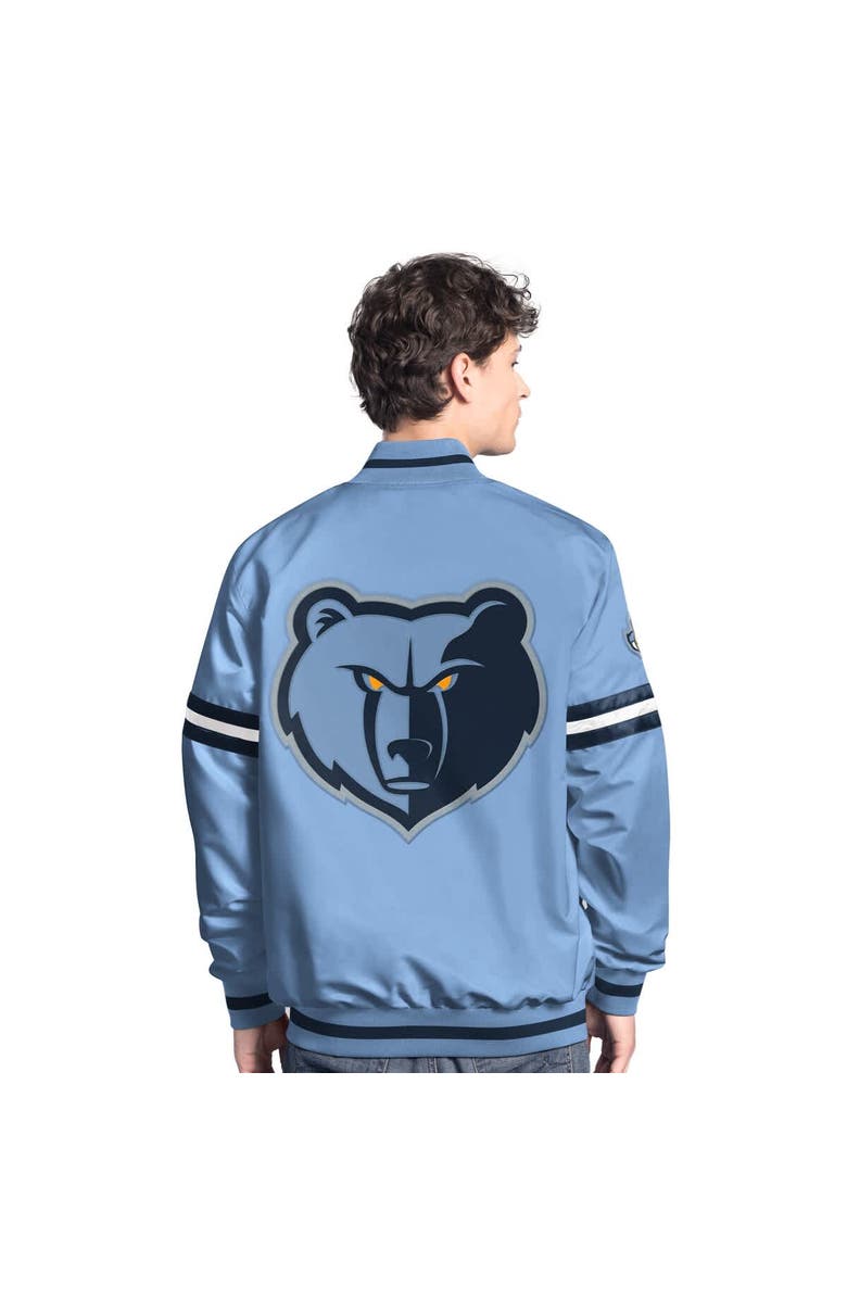 STARTER Men's Starter Light Blue/Navy Memphis Grizzlies Scout Full Snap Varsity Jacket, Alternate, color, Light Blue