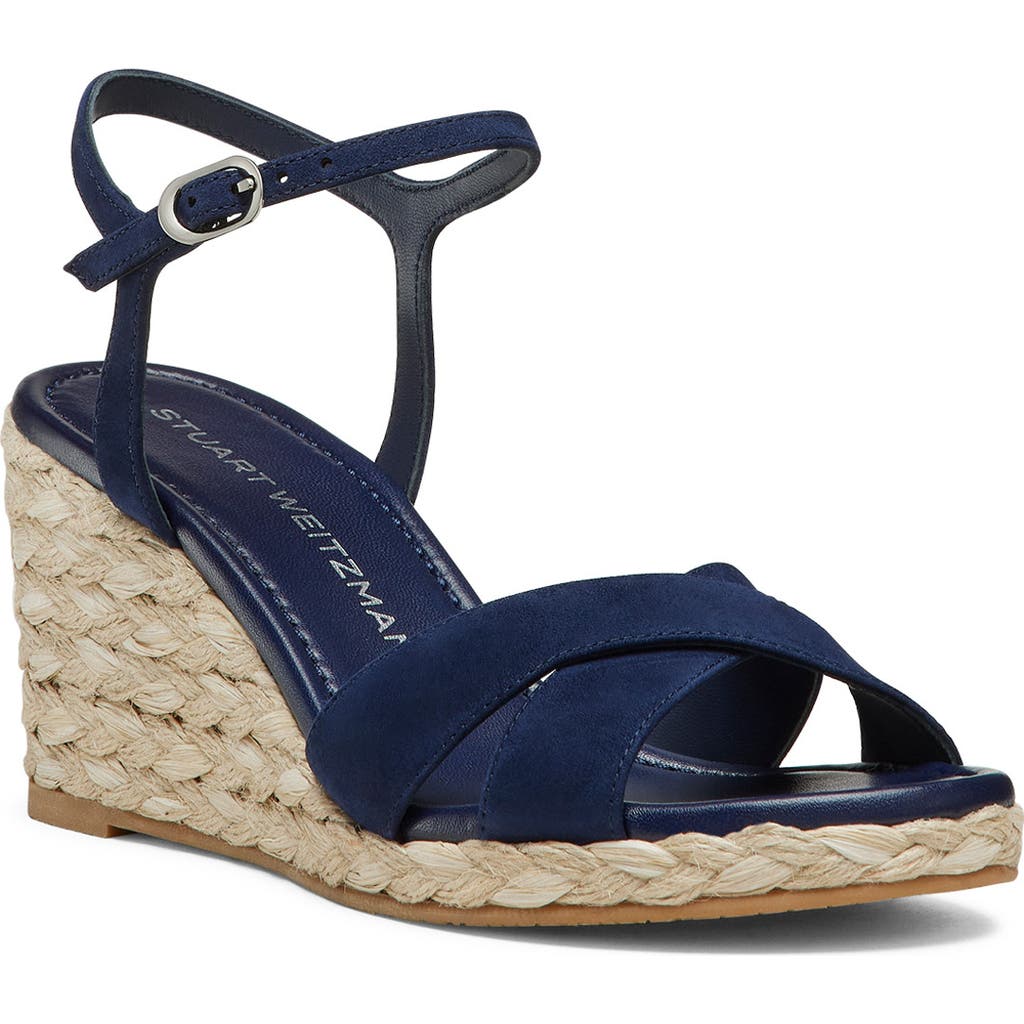 Stuart Weitzman Dayna Wedge Sandal In Nice Blue/natural