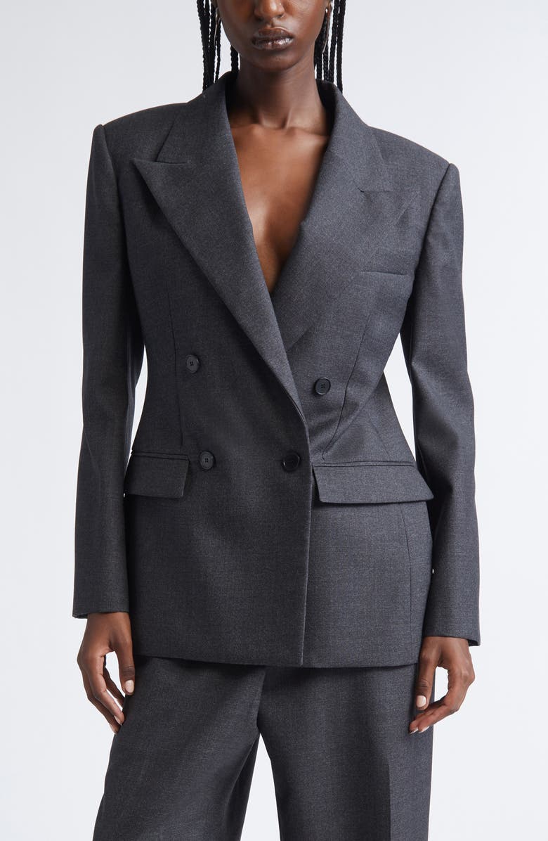 Givenchy Double Breasted Wool Jacket, Main, color, Grey Mix