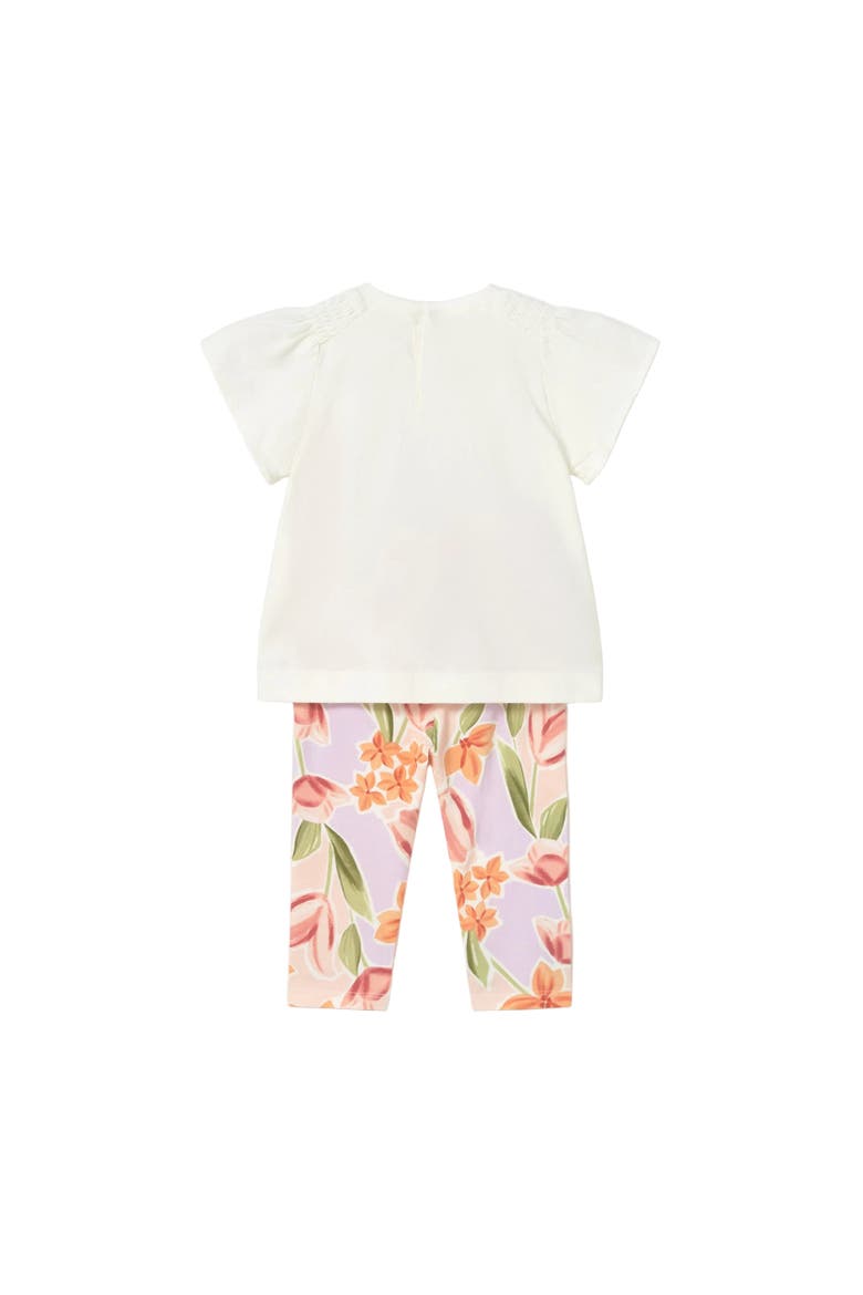 Graphic Top and Floral Legging Set, Alternate, color, White