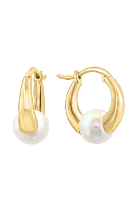 925 Gold Plated Silver Pearl Drop Earrings