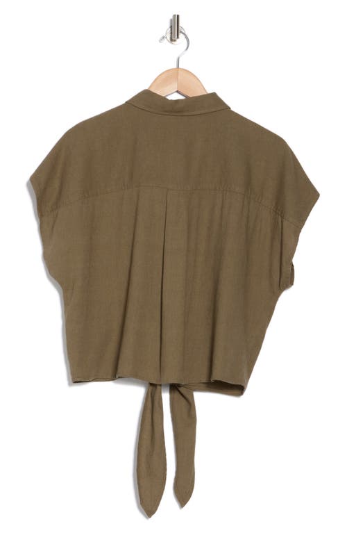 Ellen Tracy Tie Hem Button Front Top