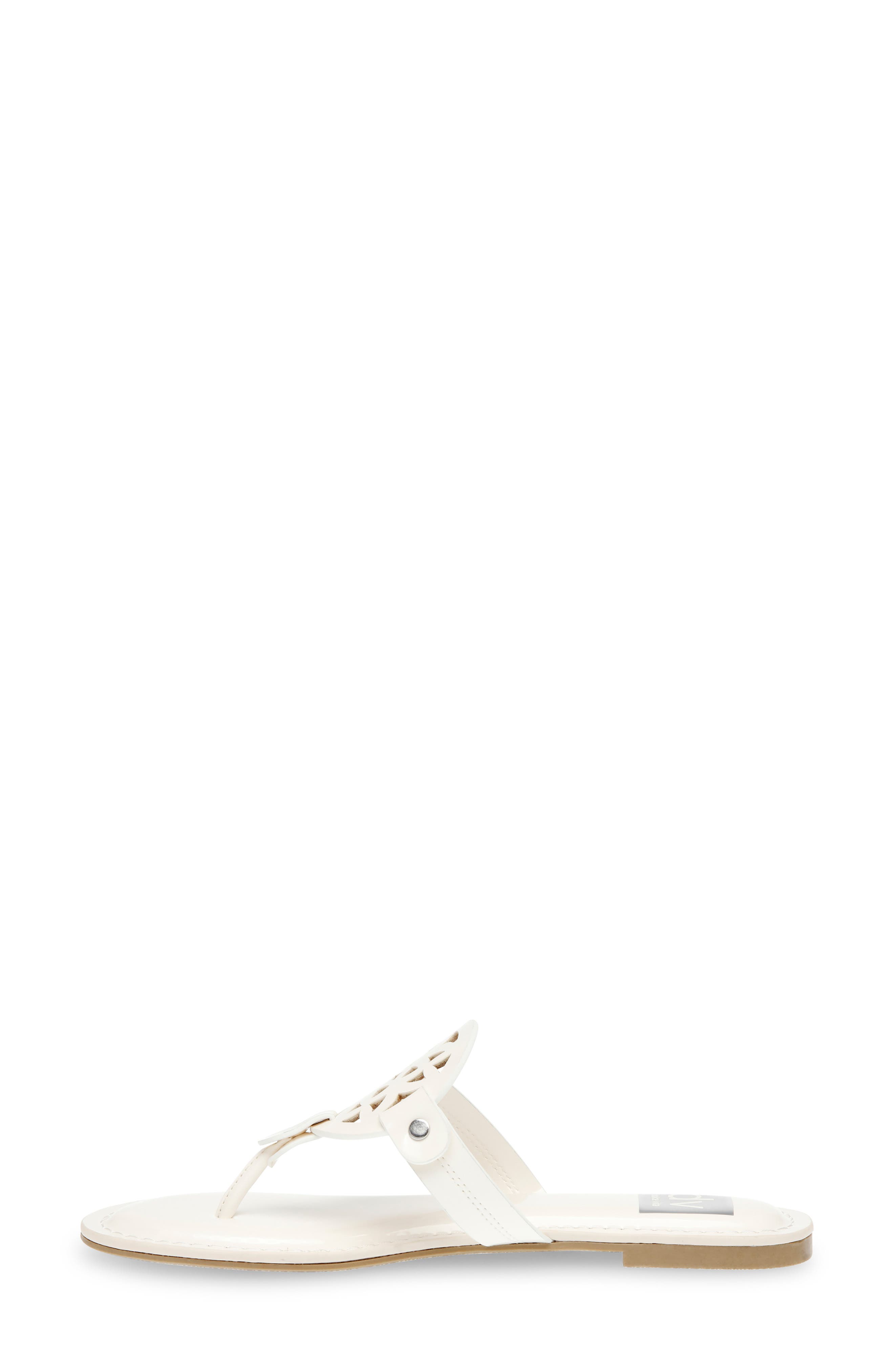 DV by Dolce Vita Gotie Laser Cut Studded Thong Sandal, Alternate, color, Ivory Patent