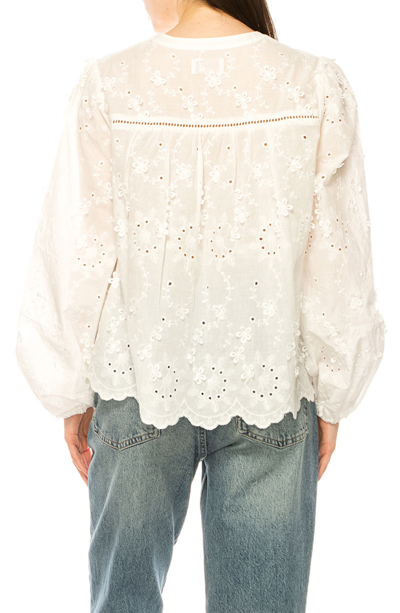 Floral Eyelet Button-Up Top - image 2