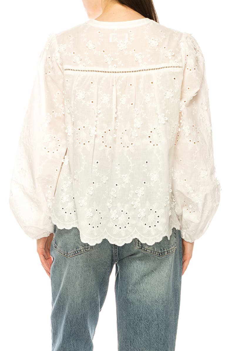 A COLLECTIVE STORY Floral Eyelet Button-Up Top, Alternate, color, Bright White