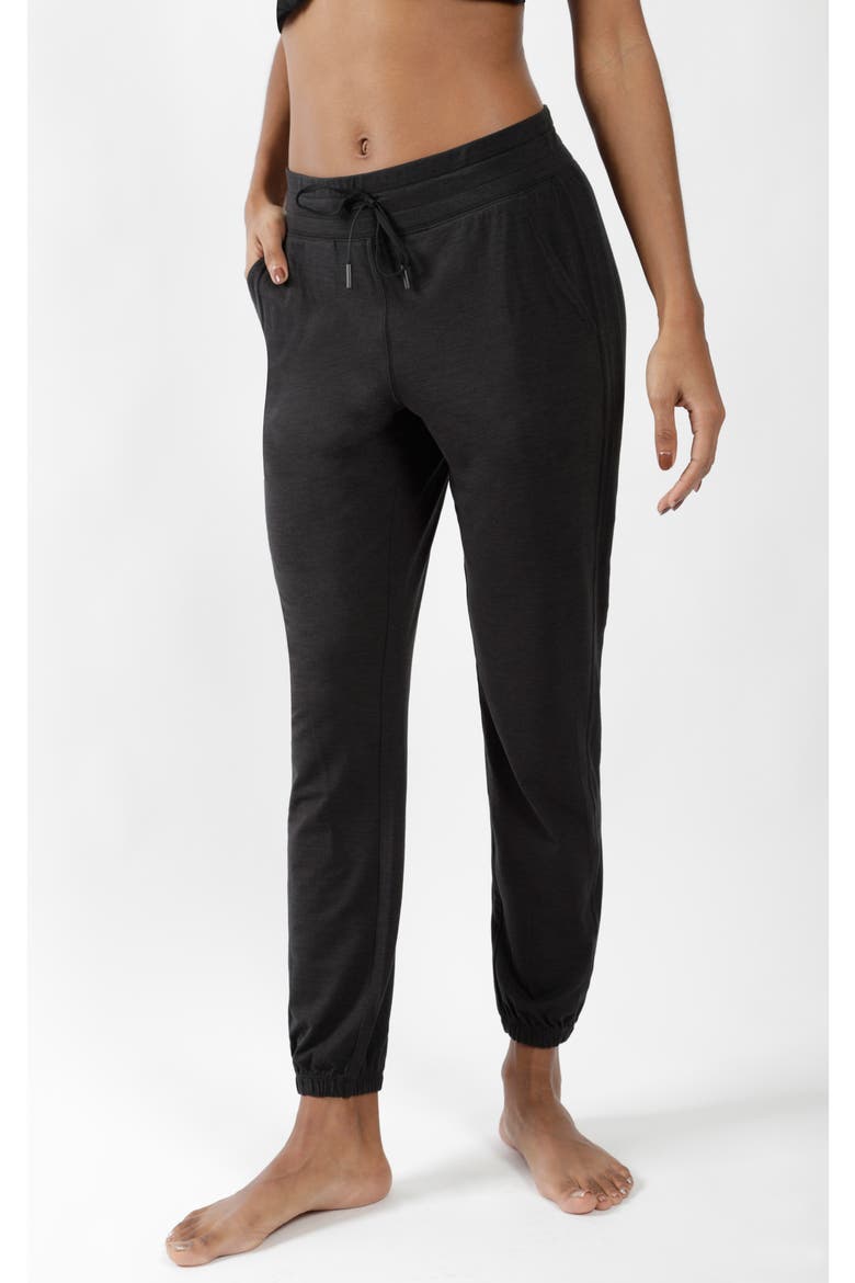 Heathered Slim Joggers, Alternate, color, HEATHER BLACK