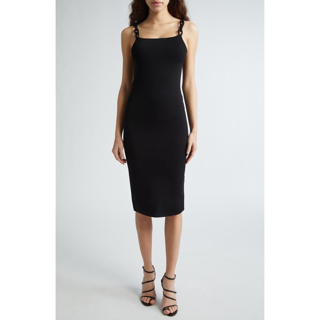 Alice And Olivia Alina Chain Strap Midi Tank Dress In Black