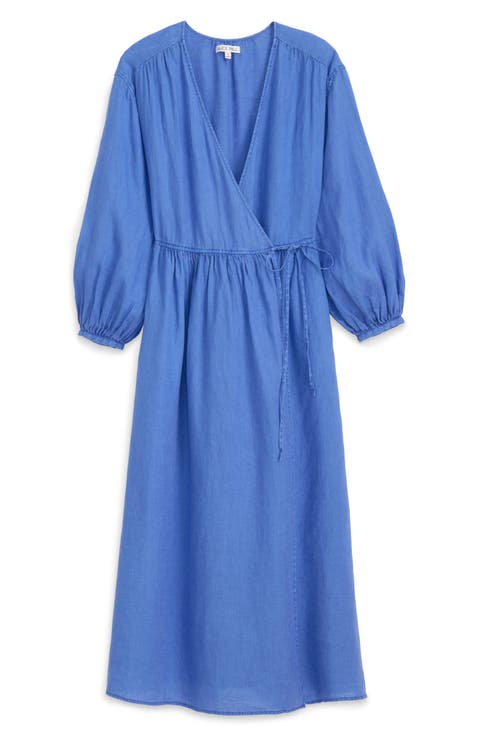 Lauren Long Sleeve Linen Wrap Dress