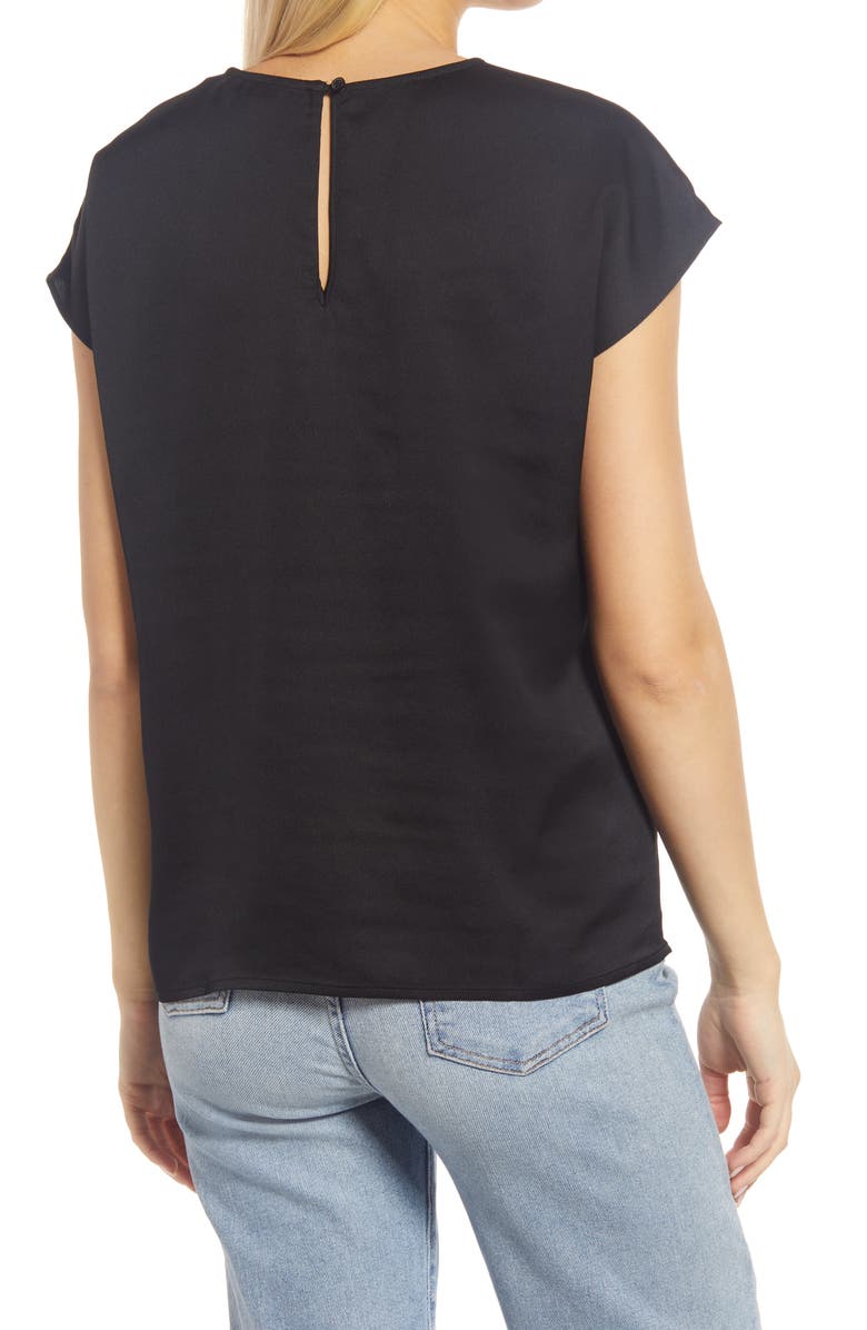 Halogen<sup>®</sup> Cap Sleeve Satin Blouse, Alternate, color,