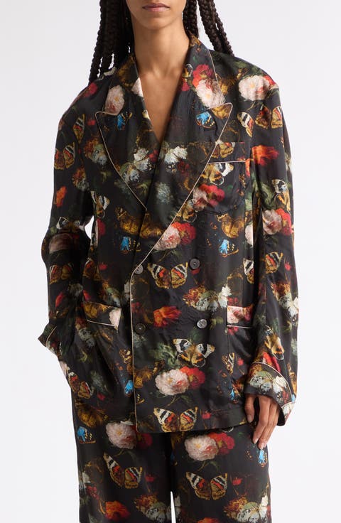 Ragged Peak Lapel Double Breasted Blazer