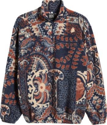 【KOOLOSET】Paisley Fleece Zip-up BDG Urban Outfitters Paisley Fleece Half Zip Pullover