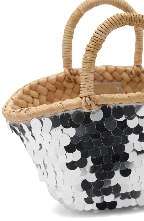 Mango Mini Sequin Basket Tote In Silver