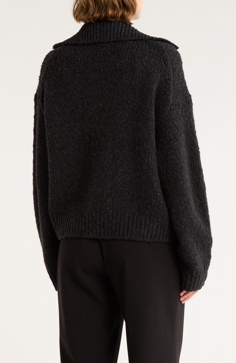 Vince Zip-Up Cardigan, Alternate, color, Heather Charcoal