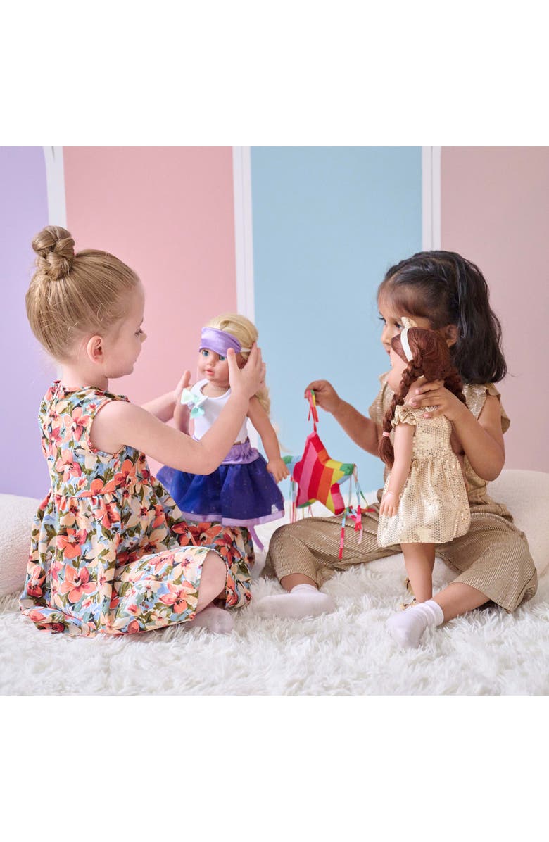 Teamson Kids Piñata Birthday Party Outfit & Accessories Playset, Alternate, color, Purple