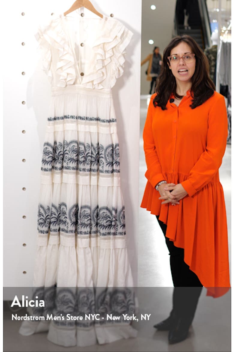 Marjorie Ruffle Embroidered Tier Cotton Maxi Dress video